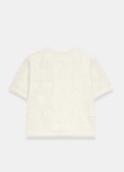 Cotton Sequin Floral Crochet Top Crochet