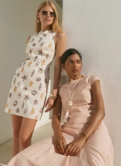 Sale Cotton Shell Print Mini Dress Summer Dresses|Mini Dresses