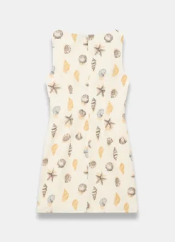 Sale Cotton Shell Print Mini Dress Summer Dresses|Mini Dresses