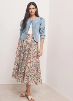 Best Neutral Floral Print Midi Skirt Midi Skirts|Skirts