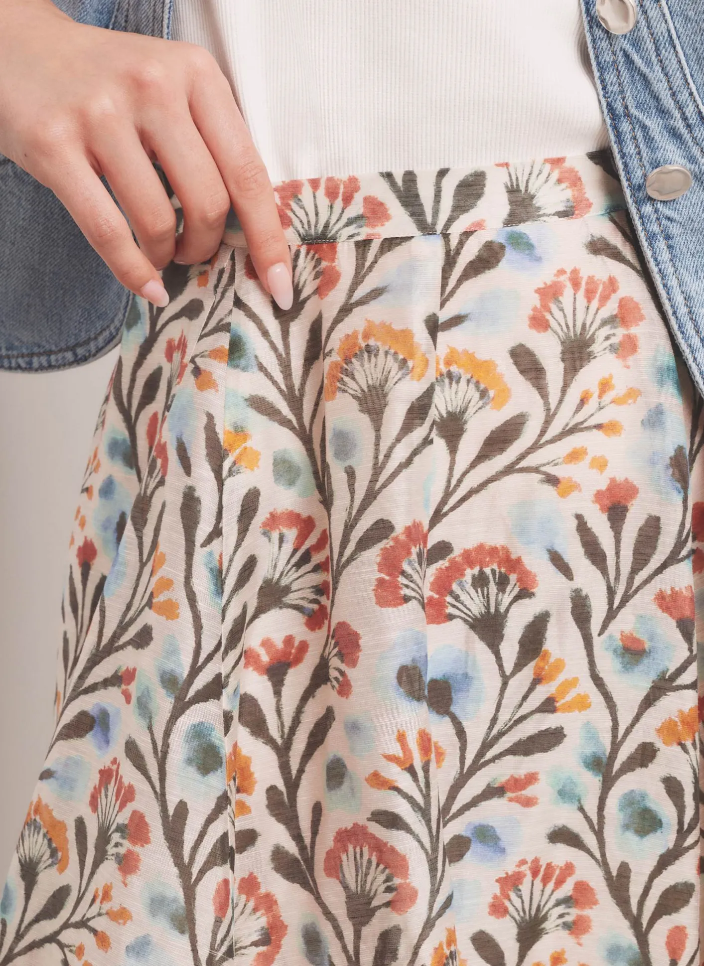 Best Neutral Floral Print Midi Skirt Midi Skirts|Skirts