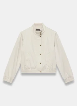 Discount Neutral Funnel Neck Bomber Jacket Jackets