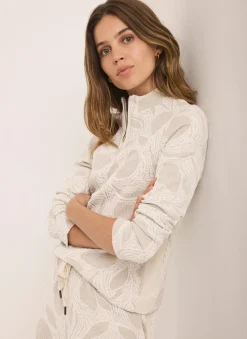 Sale Neutral Jacquard Long Sleeve Top Sweatshirts|Sweatshirts