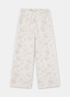 Hot Neutral Jersey Jacquard Wide Trousers Trousers