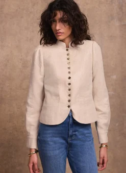 Sale Linen Cropped Jacket Jackets