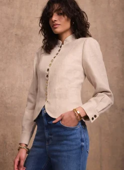 Sale Linen Cropped Jacket Jackets