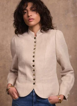 Sale Linen Cropped Jacket Jackets