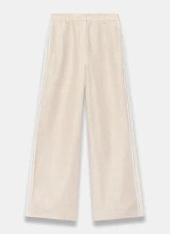 Sale Linen Side Stripe Trousers Wide Leg Trousers|Trousers
