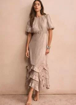 Sale Metallic Ruffle Maxi Dress Occasion Dresses|Occasion Dresses