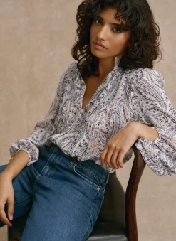 Online Neutral Paisley Print Blouse Shirts & Blouses
