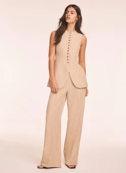 Clearance Neutral Pinstripe Longline Waistcoat Waistcoats