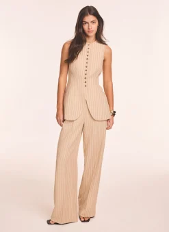 Clearance Neutral Pinstripe Longline Waistcoat Waistcoats
