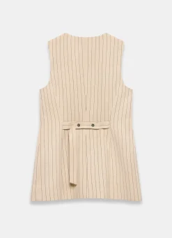 Clearance Neutral Pinstripe Longline Waistcoat Waistcoats