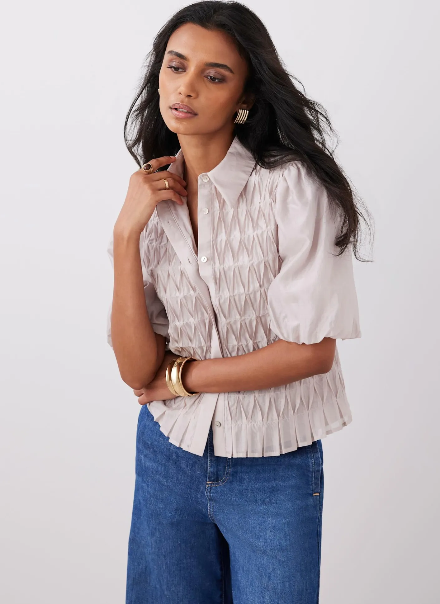 Sale Puff Sleeve Smock Shirt Shirts & Blouses