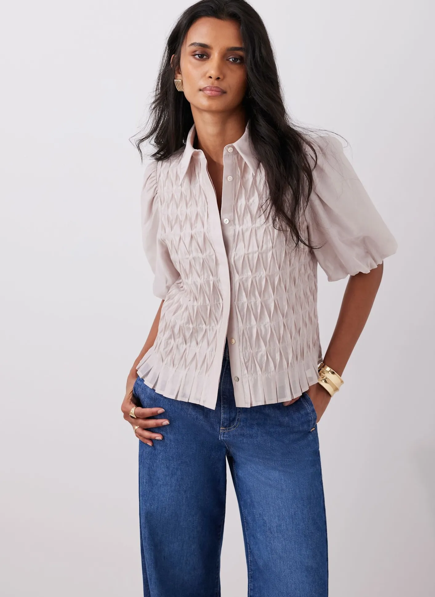 Sale Puff Sleeve Smock Shirt Shirts & Blouses