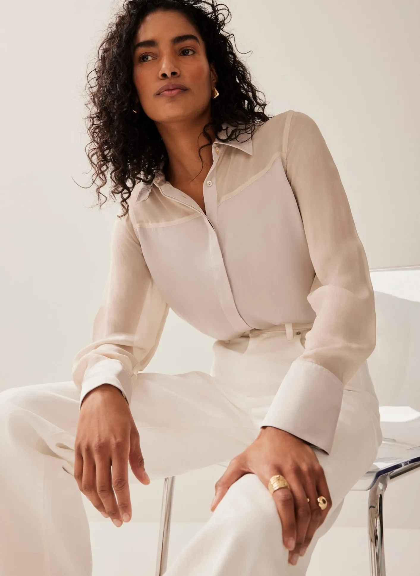 Sale Satin Long Sleeve Shirt Shirts & Blouses
