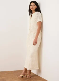 Online Sequin Floral Crochet Midi Skirt Midi Skirts|Crochet