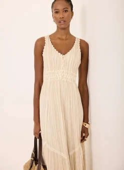 Outlet Striped Cotton Midi Dress Summer Dresses|Midi Dresses