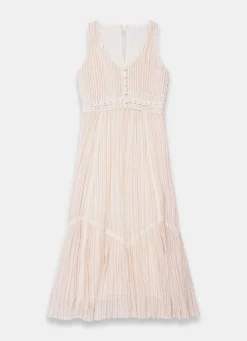 Outlet Striped Cotton Midi Dress Summer Dresses|Midi Dresses