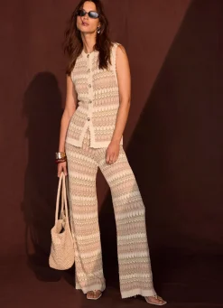 New Striped Crochet Trousers Crochet|Trousers