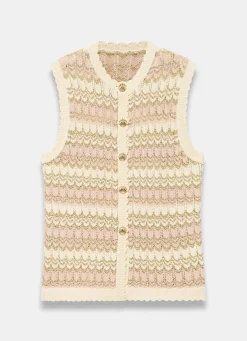 Outlet Striped Crochet Waistcoat Waistcoats|All Tops