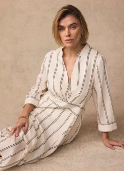 New Striped Midi Dress Midi Dresses|Shirt Dresses