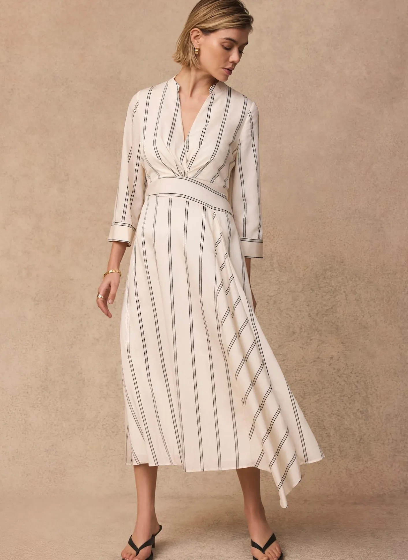 New Striped Midi Dress Midi Dresses|Shirt Dresses