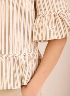 Discount Striped Ruffle Trim Shirt Shirts & Blouses