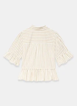 Discount Striped Ruffle Trim Shirt Shirts & Blouses