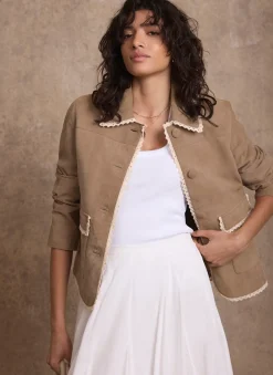 Outlet Suede Crochet Trim Jacket Jackets|Leather & Suede Jackets