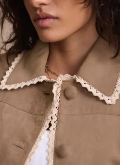 Outlet Suede Crochet Trim Jacket Jackets|Leather & Suede Jackets