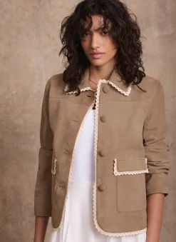 Outlet Suede Crochet Trim Jacket Jackets|Leather & Suede Jackets
