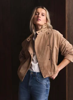 Discount Suede Cropped Pilot Bomber Jacket Jackets|Leather & Suede Jackets