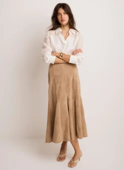 Outlet Suede Godet Midi Skirt Midi Skirts|Skirts