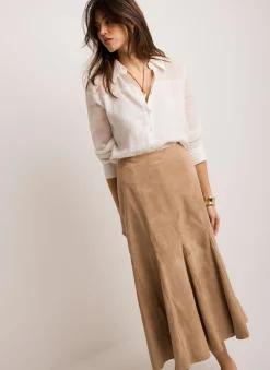Outlet Suede Godet Midi Skirt Midi Skirts|Skirts