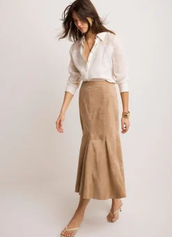 Outlet Suede Godet Midi Skirt Midi Skirts|Skirts