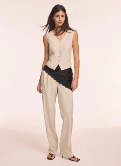 Neutral Tapered Buckle Detail Trousers Trousers