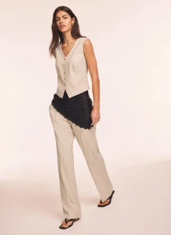Neutral Tapered Buckle Detail Trousers Trousers