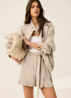 Discount Tie Waist Shorts Wide Leg Trousers|Shorts