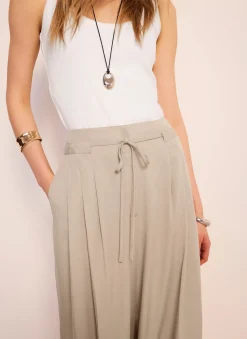 Online Tie Waist Wide Trousers Wide Leg Trousers|Trousers