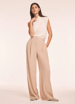 Hot Neutral Waist Detail Wide Trousers Wide Leg Trousers|Trousers