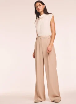 Hot Neutral Waist Detail Wide Trousers Wide Leg Trousers|Trousers