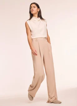 Hot Neutral Waist Detail Wide Trousers Wide Leg Trousers|Trousers