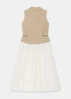 Outlet Neutral Waistcoat Layered Midi Dress Midi Dresses|Shirt Dresses