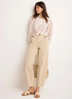 Best Neutral Washed Barrel Leg Chino Trousers Trousers