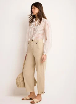Best Neutral Washed Barrel Leg Chino Trousers Trousers