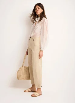Best Neutral Washed Barrel Leg Chino Trousers Trousers