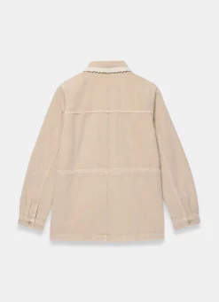 Washed Lace Trim Shacket Jackets