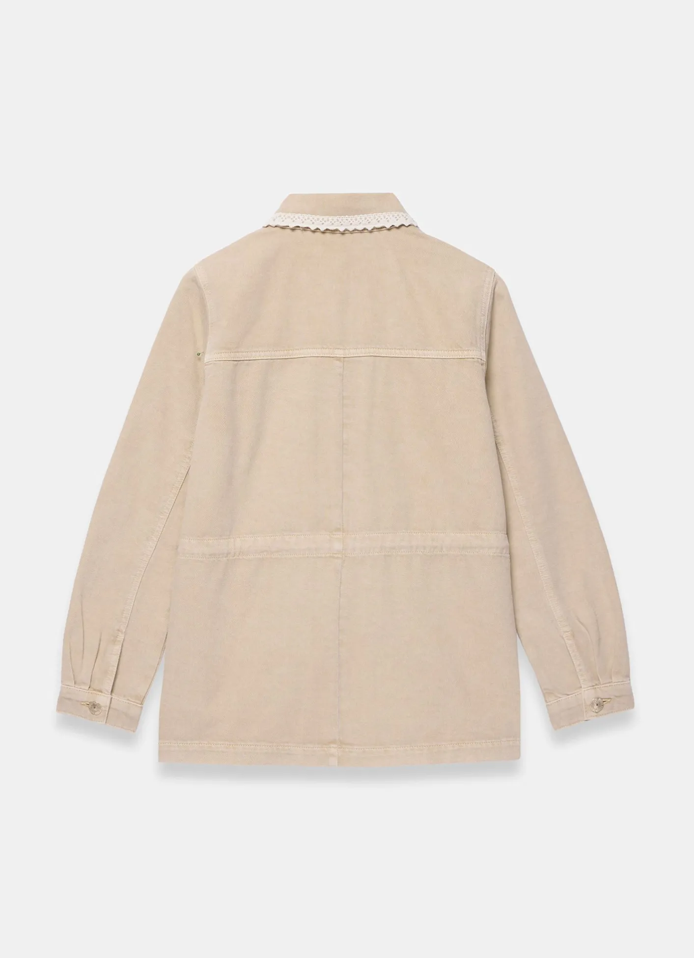 Washed Lace Trim Shacket Jackets