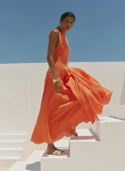 Hot Cotton Blend Drop Waist Maxi Dress Summer Dresses|Maxi Dresses